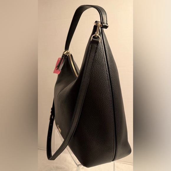 Kate Spade New York Zippy Large Shoulder Bag Black Pebbled Leather NWT - Picture 7 of 12